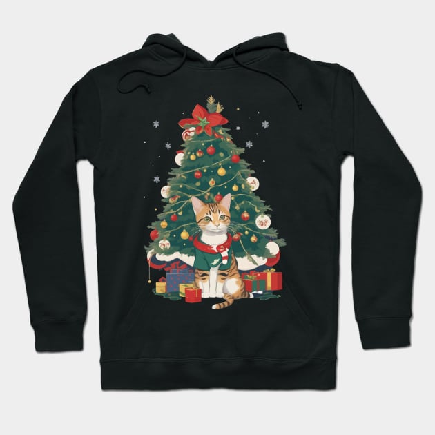 Cat and The Christmas Tree Hoodie by Kaine Ability